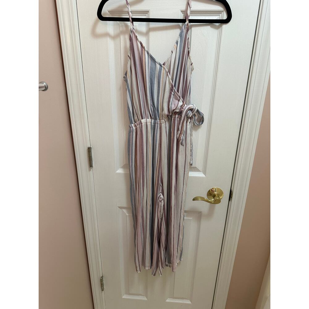 Mudd Jumpsuit spaghetti strap wrap effect size Medium Multicolor stripes